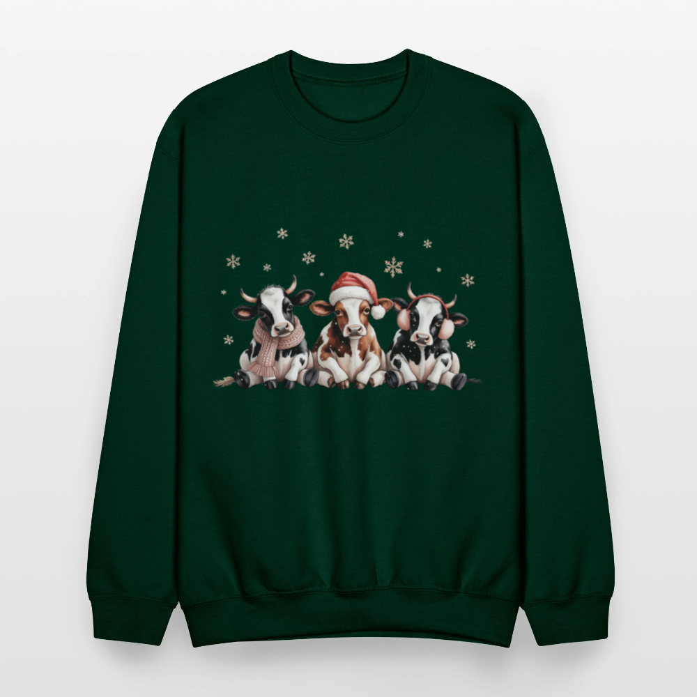 Christmas Cows Sweatshirt - forest green