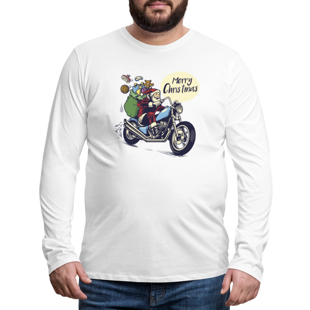 Santa Motocycle Men's Premium Long Sleeve T-Shirt - white