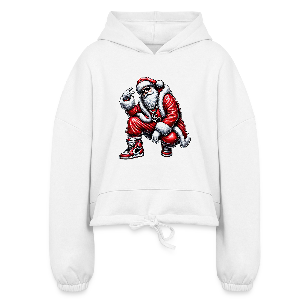 Hip Hop Santa Women’s Cropped Hoodie - white