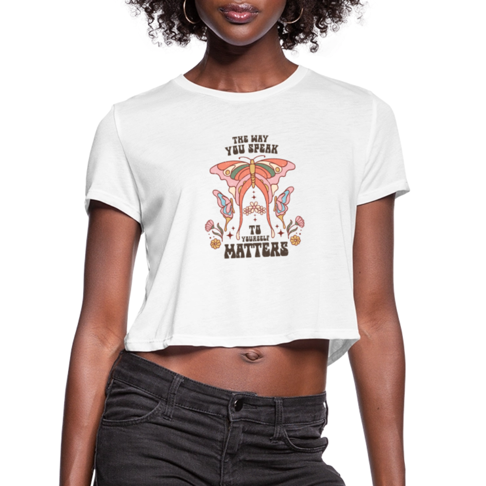 The Way You Speak Women's Cropped T-Shirt - white
