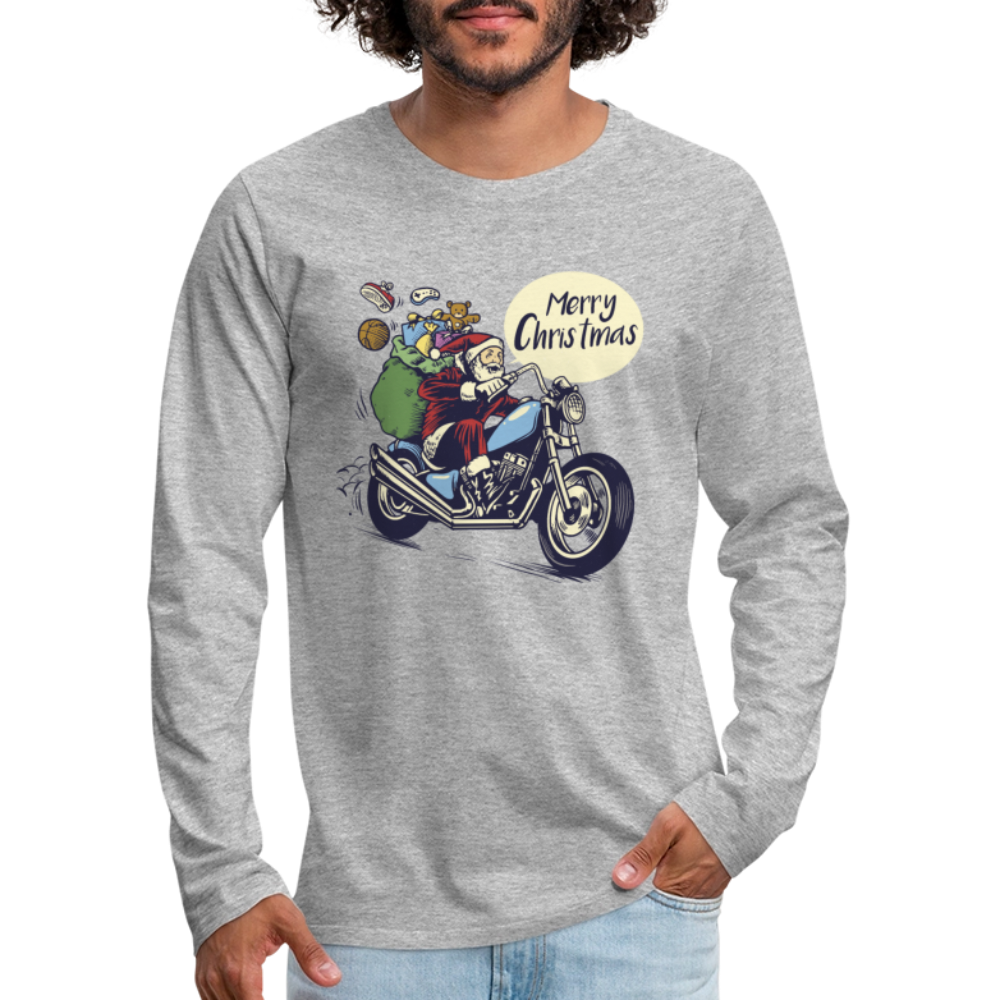 Santa Motocycle Men's Premium Long Sleeve T-Shirt - heather gray