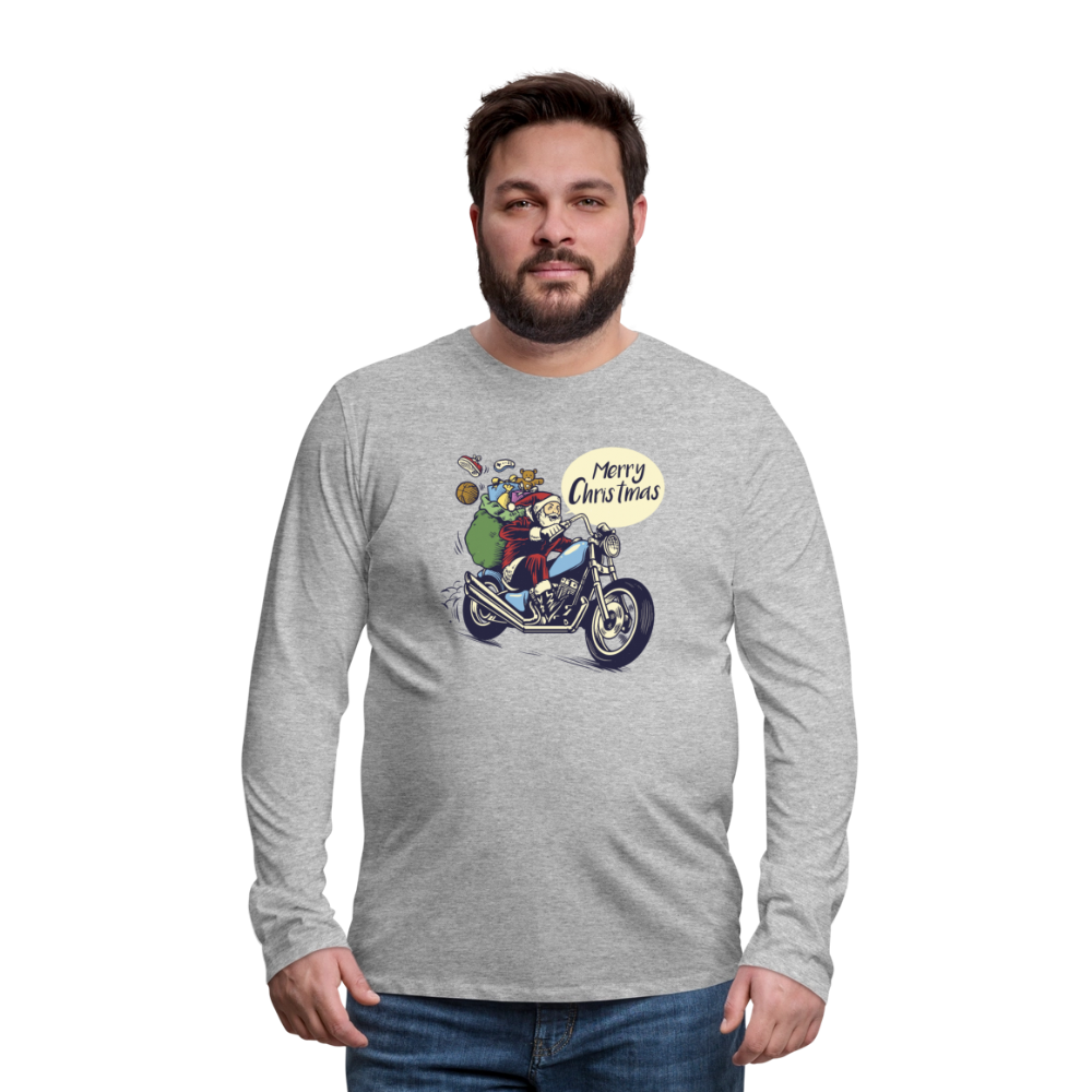 Santa Motocycle Men's Premium Long Sleeve T-Shirt - heather gray