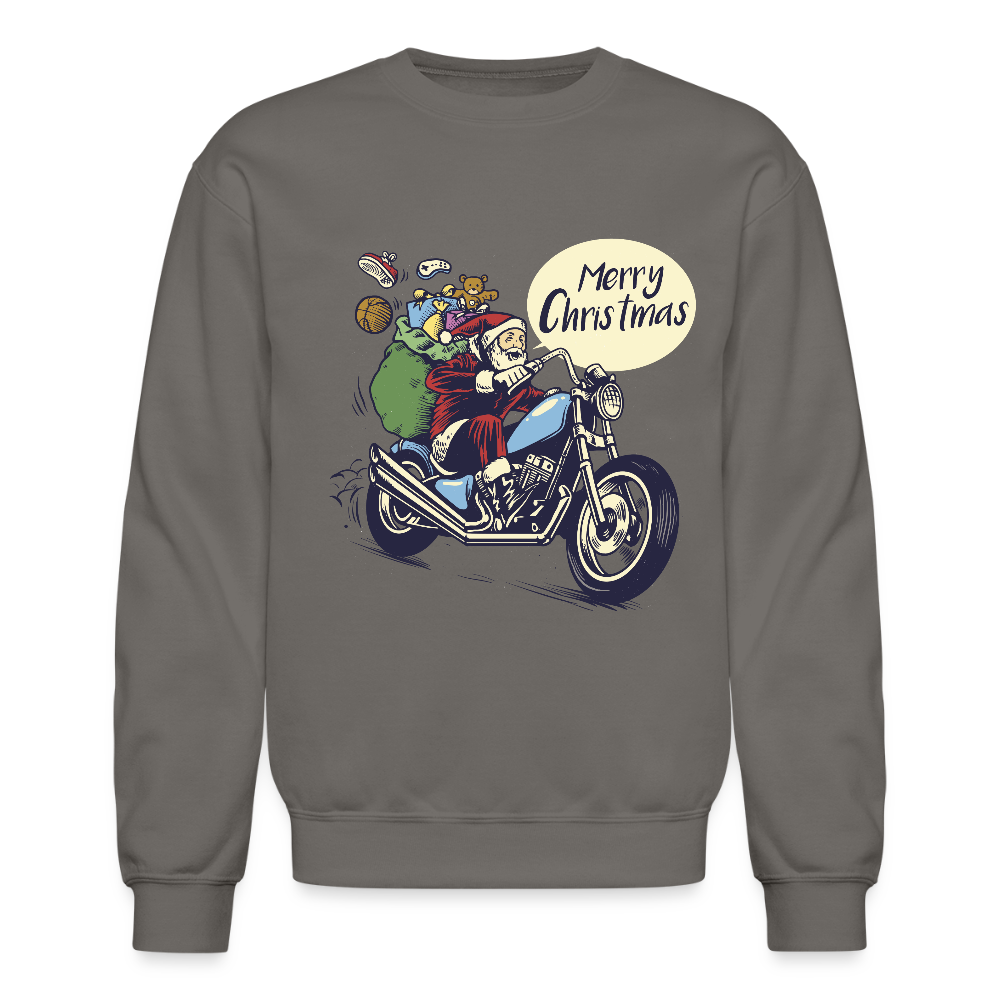 Santa Motorcycle Crewneck Sweatshirt - asphalt gray