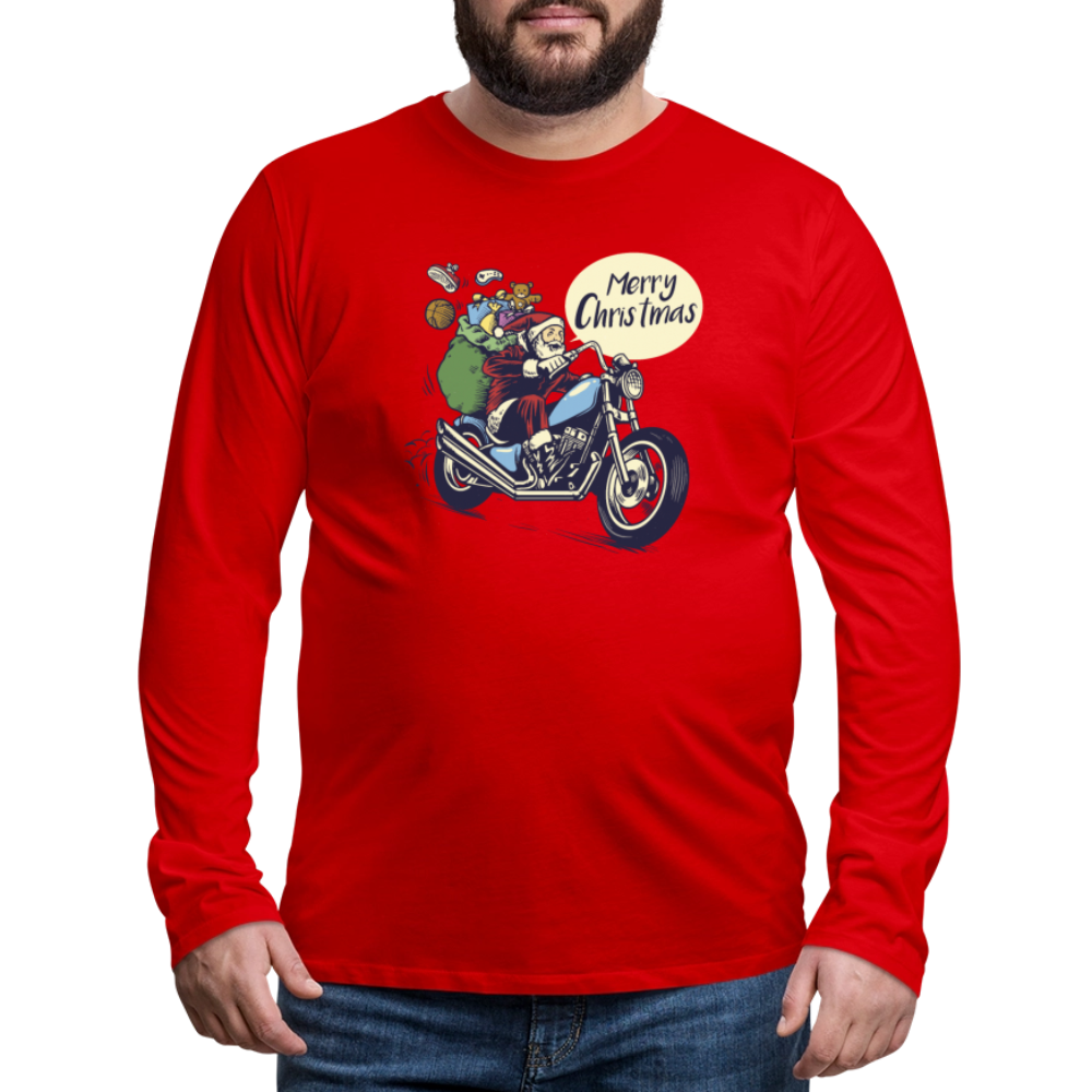 Santa Motocycle Men's Premium Long Sleeve T-Shirt - red